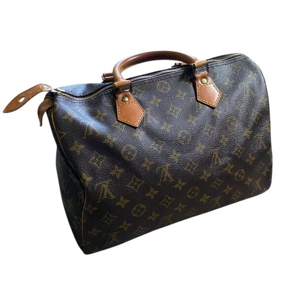 Louis Vuitton Speedy 30 Handbag LV Monogram Canvas Brown Tan Vintage Designer - Picture 2 of 16